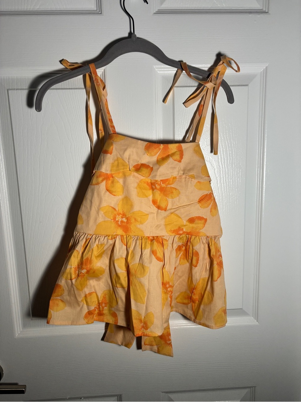 NWT XS Floral Tie-Shoulder Tie-Back Summer Cotton Feminine Top